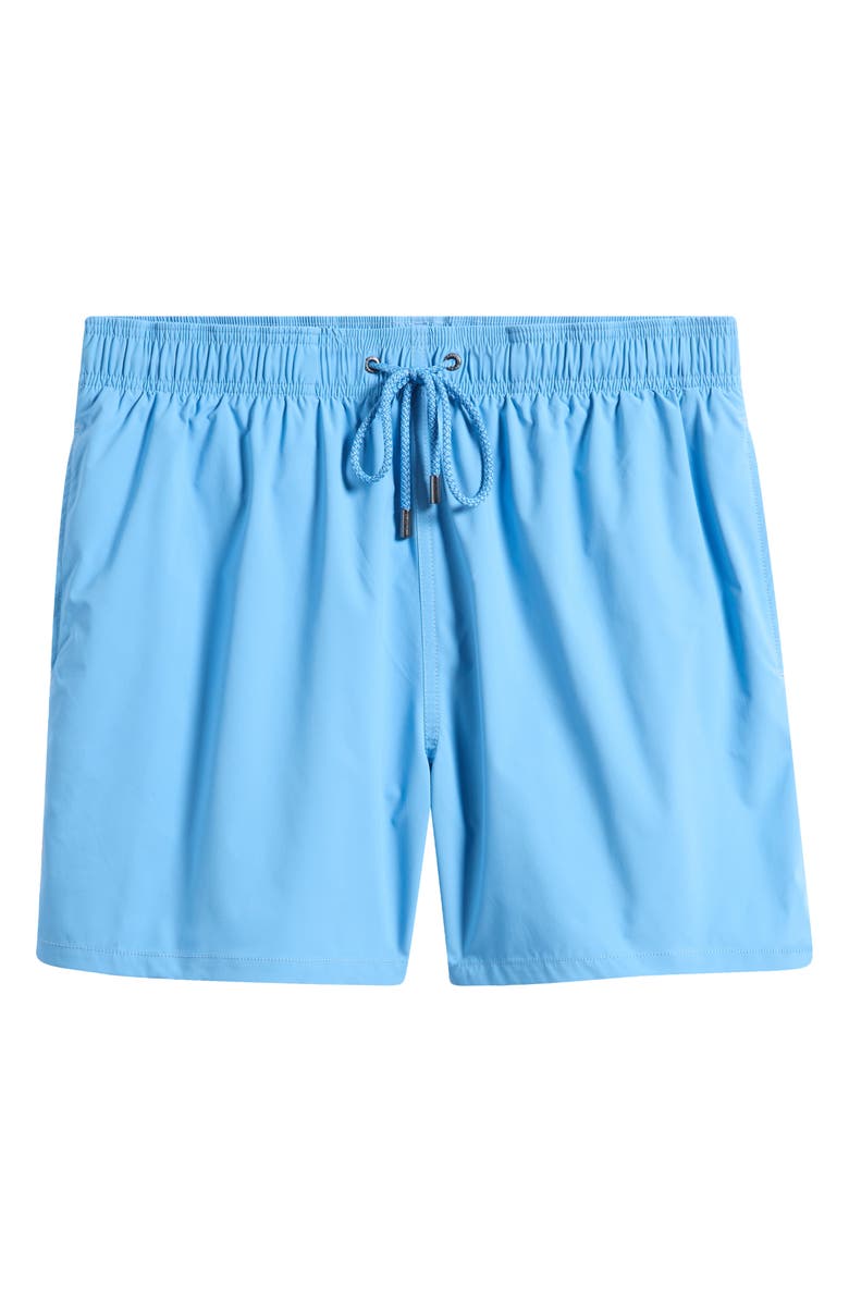 Bugatchi Zane Mid Length Print Swim Trunks, Main, color, Classic Blue