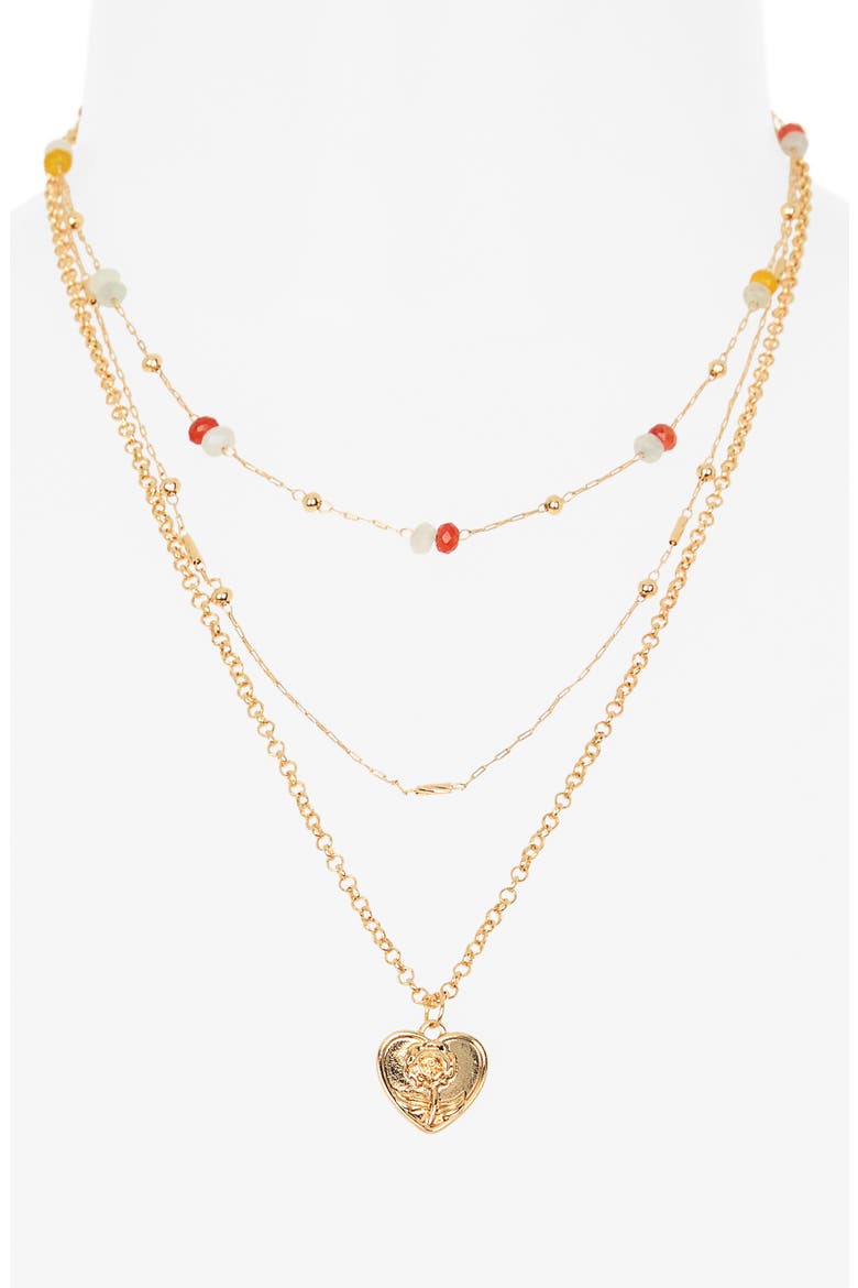 Layered Beaded Necklace, Alternate, color, GOLD MULTI