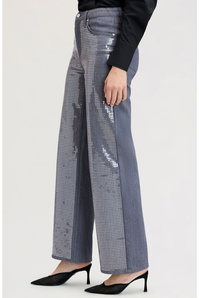 Sequin High Waist Wide Leg Jeans, Alternate, color, SHADOW WASH
