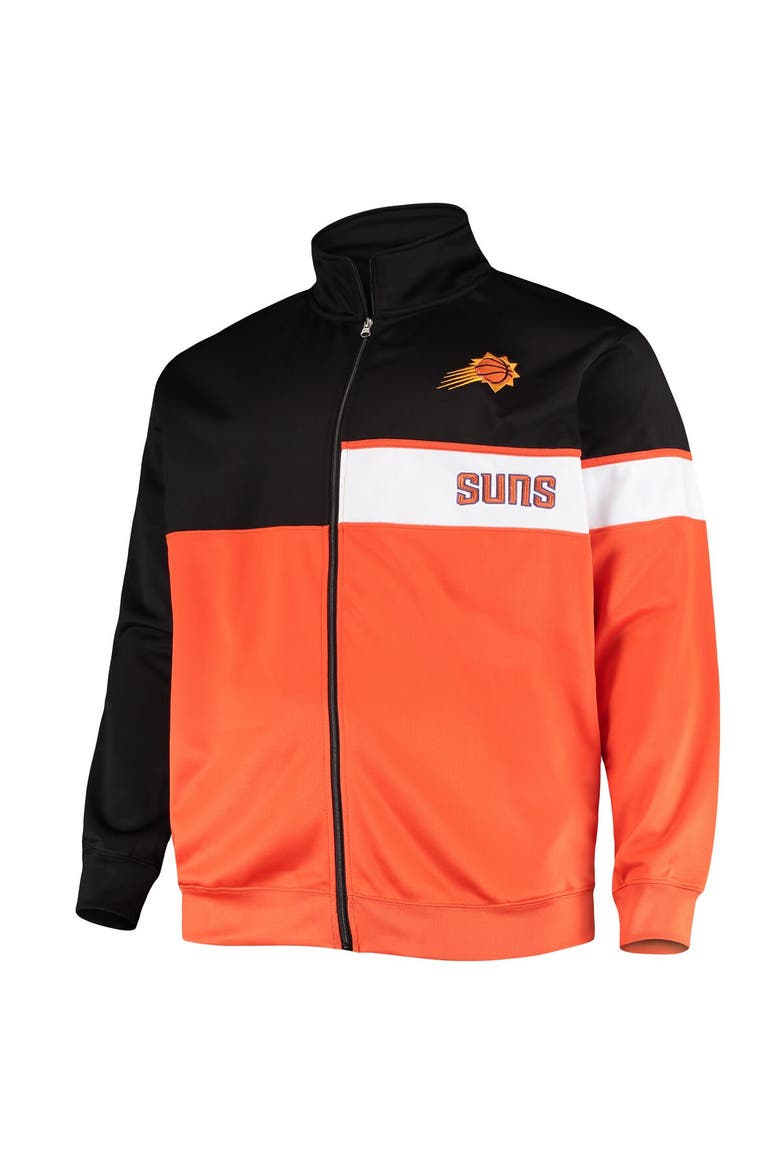 Men's Black/Orange Phoenix Suns Big & Tall Pieced Body Full-Zip Track Jacket, Alternate, color, Black