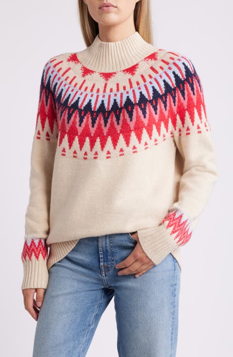 Fair Isle Mock Neck Sweater