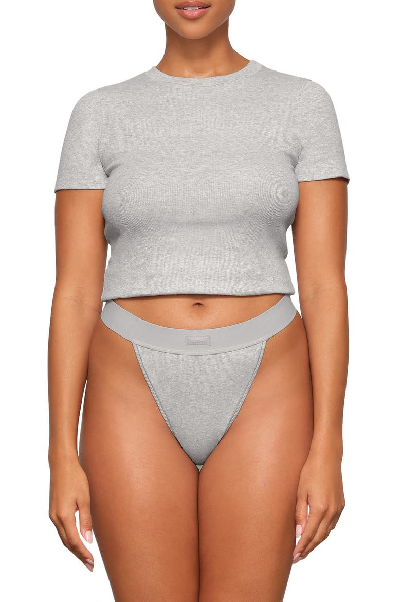 Stretch Cotton Rib T-Shirt, Main, color, LIGHT HEATHER GREY