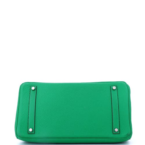 Pre-owned Hermes Hermes Birkin Handbag Green Clemence With Palladium Hardware 35 In Green