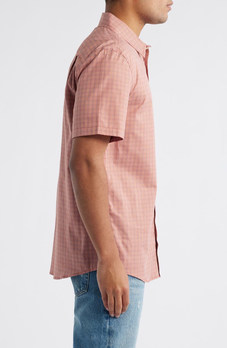 Pendleton Academy Check Pima Cotton Short Sleeve Button-Up Shirt, Alternate, color, Brick/ Blue Plaid