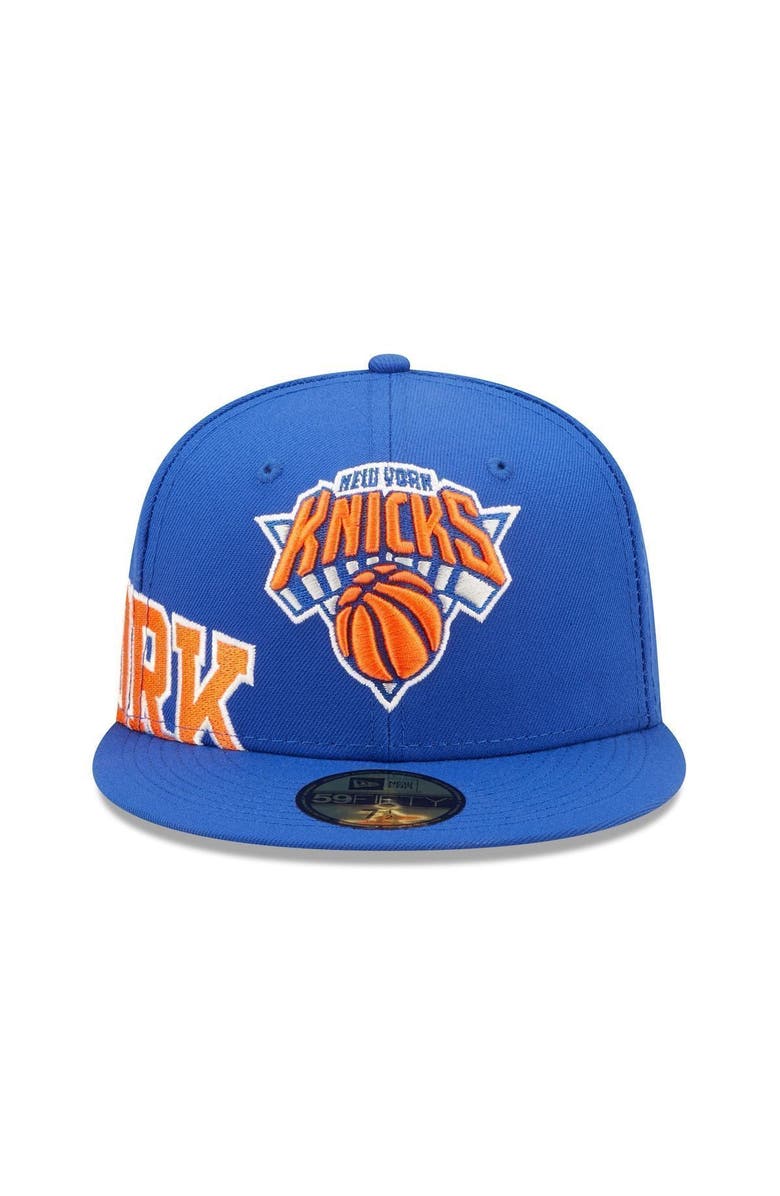 New Era Men's New Era Blue New York Knicks Side Split 59FIFTY Fitted Hat, Alternate, color,