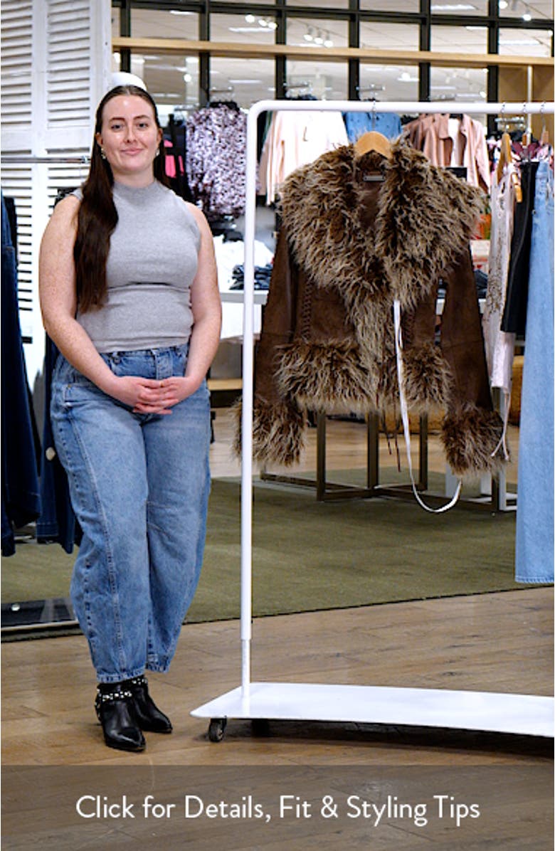 Leonie Brown Faux Fur Trim Coat, sales video thumbnail