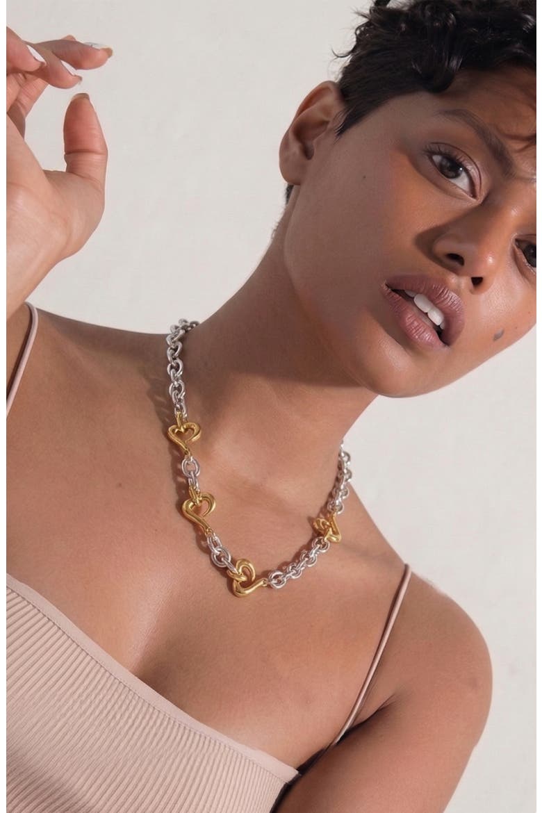 Loff Mix Metal Maxi Neckalce In Two Tone, Alternate, color, Two Tone