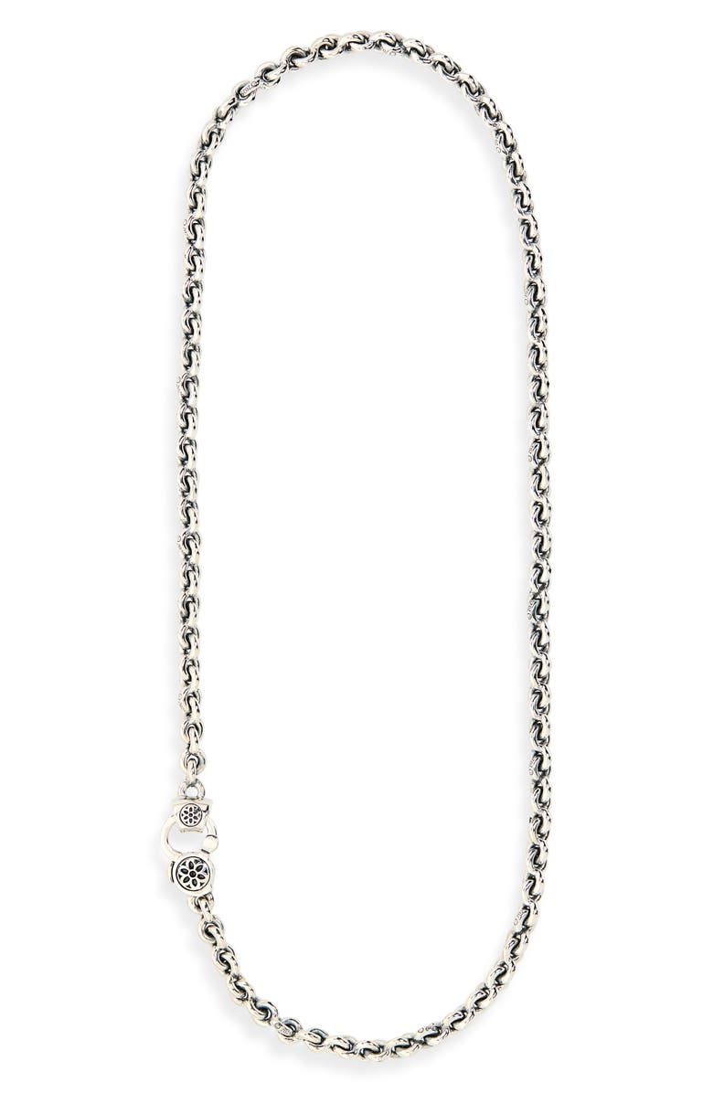 Good Art Hlywd Men
s Rosette AA Fin Link Chain Necklace, Main, color, Sterling Silver