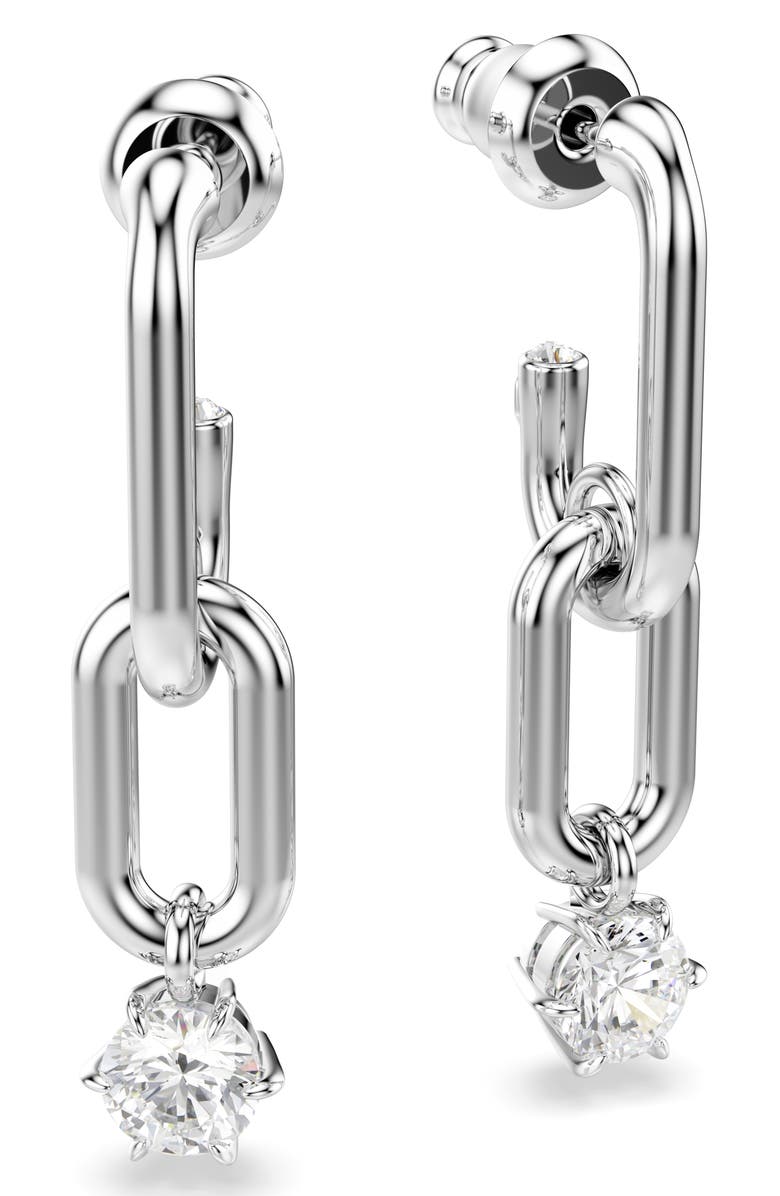 Swarovski Constella Crystal Drop Earrings, Alternate, color, Rhodium/ White