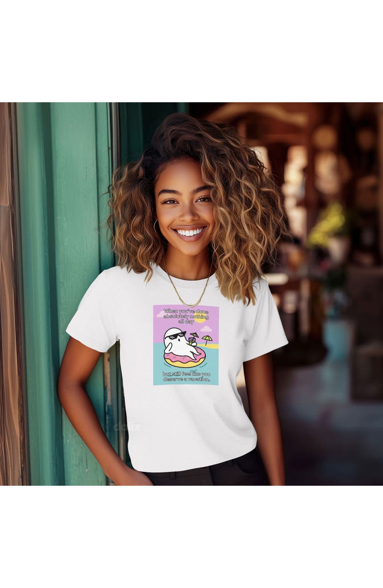 Dalix Ghost Womens Vacation Tee, Alternate, color, White