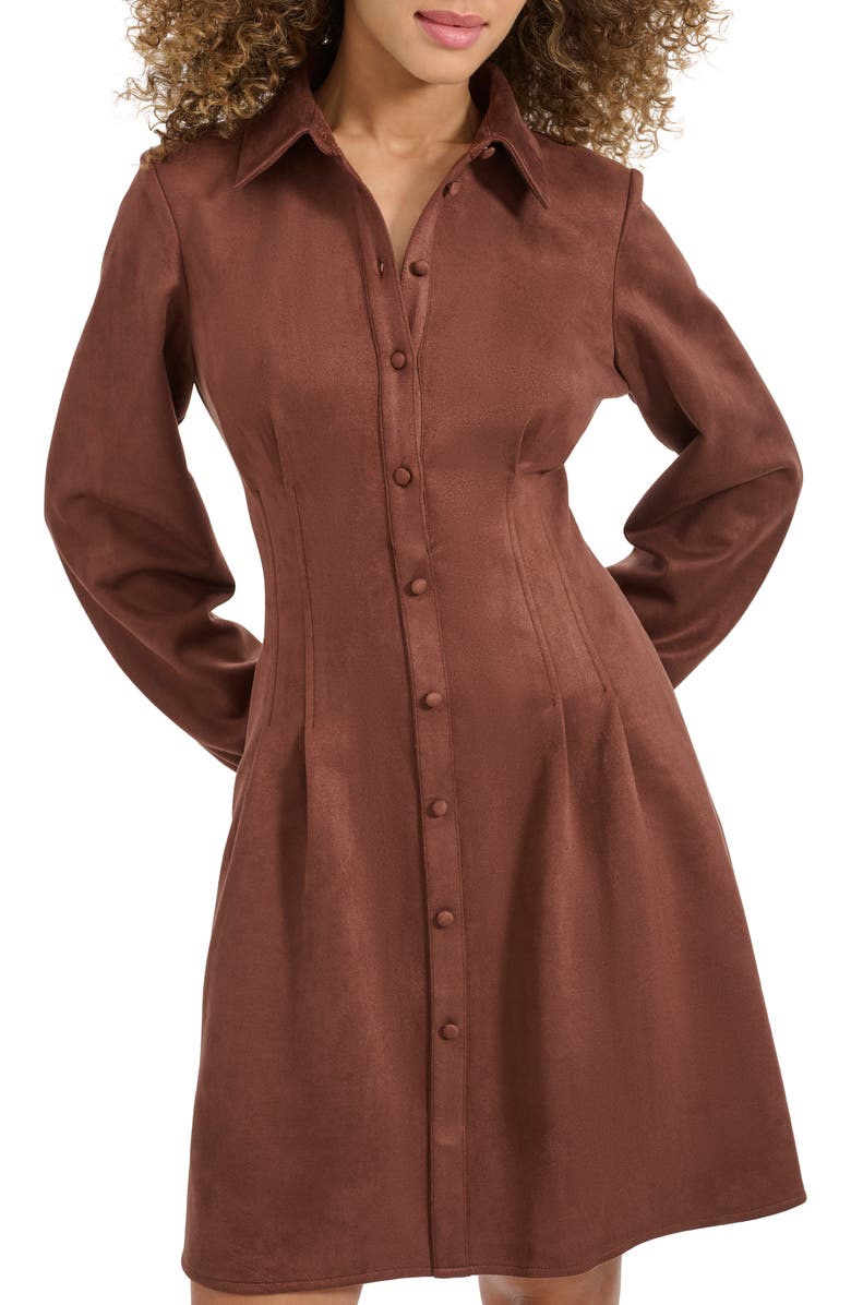 Kensie Faux Suede Long Sleeve Shirtdress, Alternate, color,