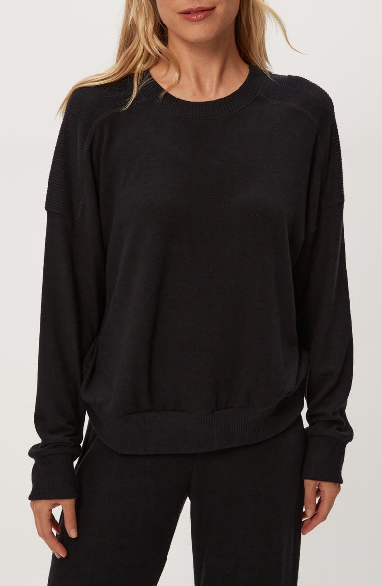 Michael Stars Marty Drop Shoulder Pullover, Main, color, Black