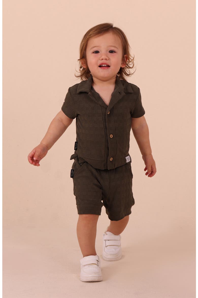 Textured Button-Up Shirt, Alternate, color, OLIVE