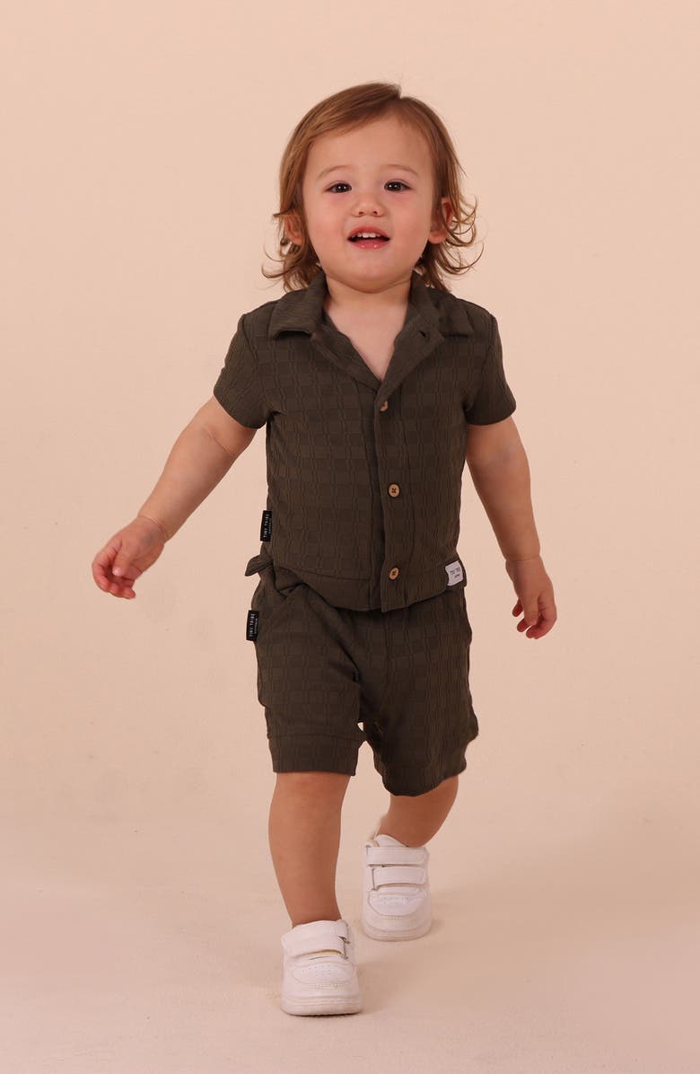 TINY TRIBE Textured Button-Up Shirt, Alternate, color, Olive