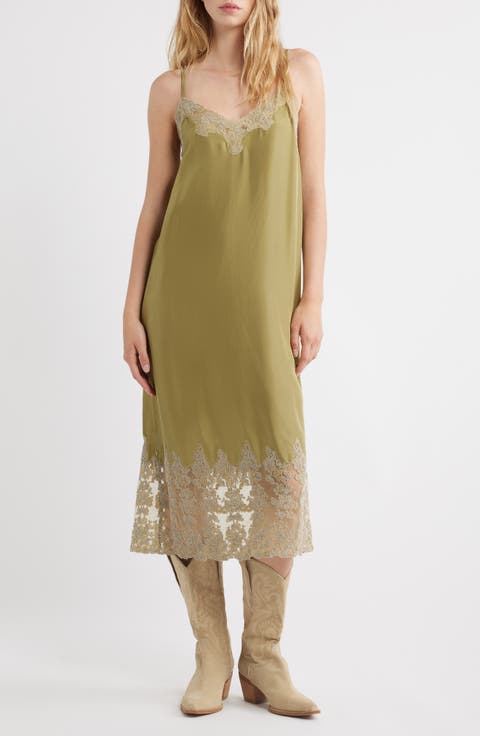 The Legacy Lace Detail Silk Slipdress