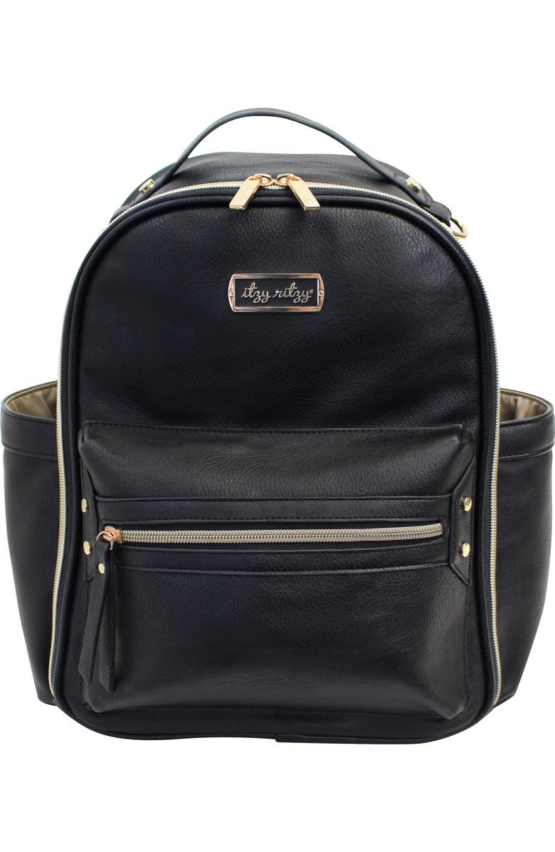 Itzy Ritzy Faux Leather Mini Diaper Backpack, Main, color,