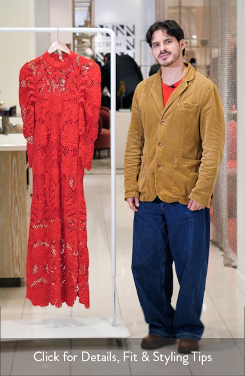 FARM Rio Long Sleeve Lace Knit Midi Dress | Nordstrom