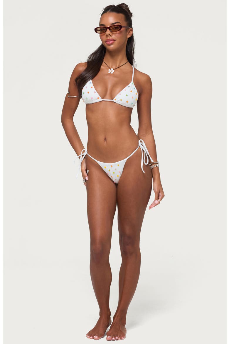 Luz Beaded Side Tie Bikini Bottoms, Alternate, color, WHITE