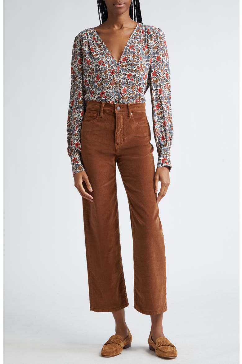 Crosbie High Waist Wide Straight Leg Corduroy Pants, Alternate, color, DEEP OCHRE