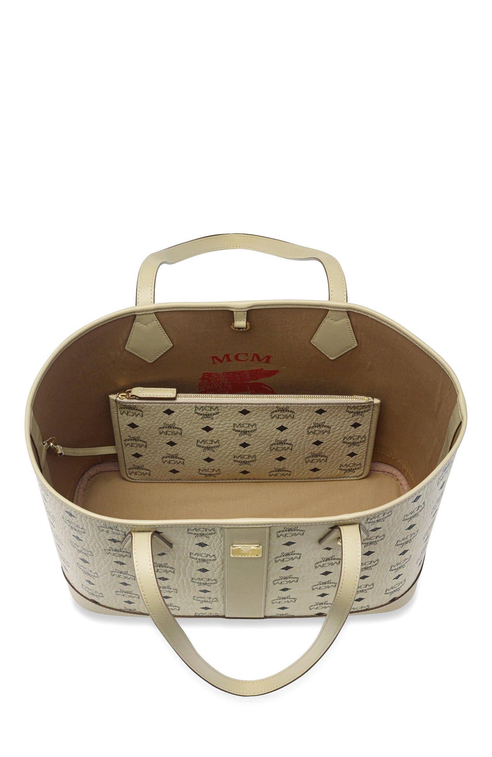 New Medium Liz Shopper in Visetos, Alternate, color, Beige
