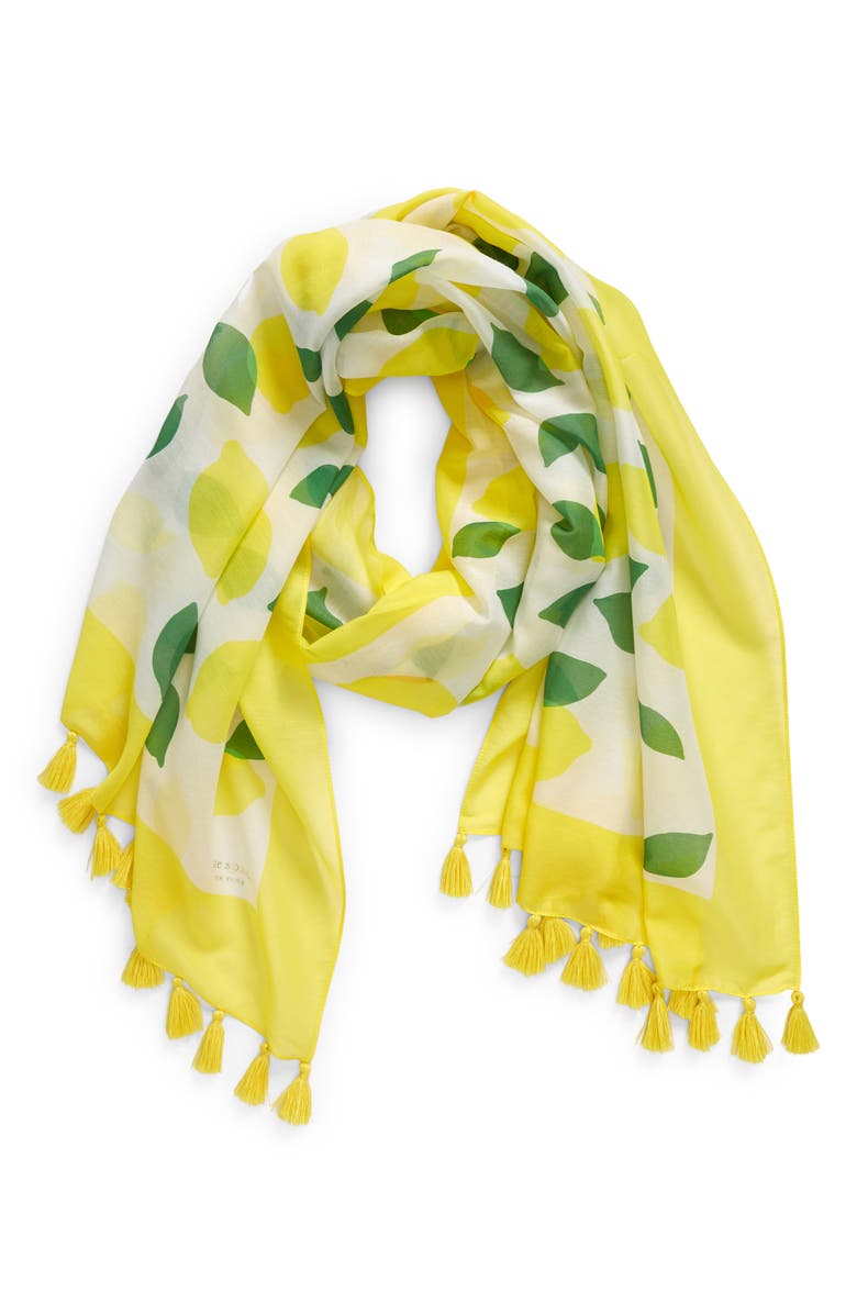 Kate Spade New York lemon toss oblong cotton & silk scarf, Alternate, color,
