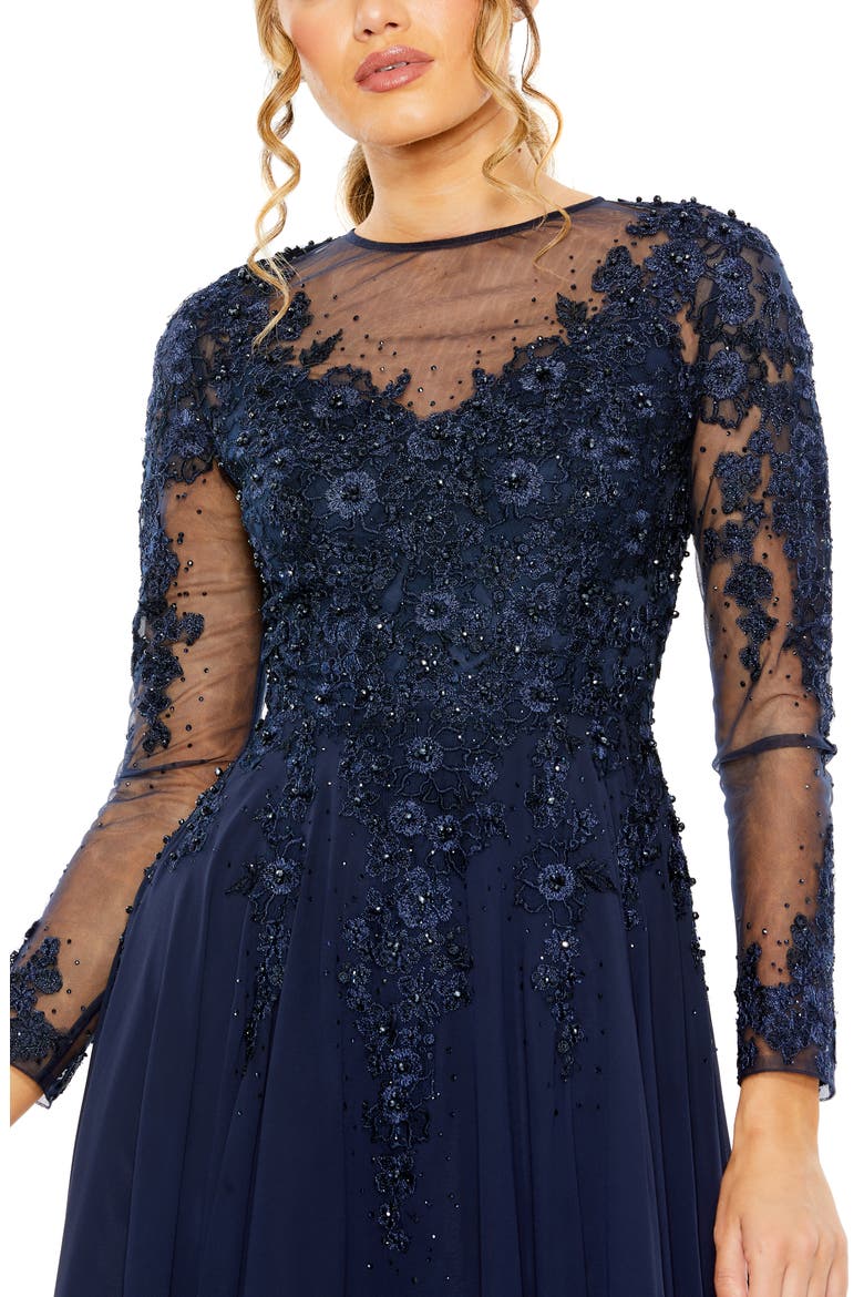 Hand-Embellished Lace Gown with Jeweled Embroidery, Alternate, color, MIDNIGHT