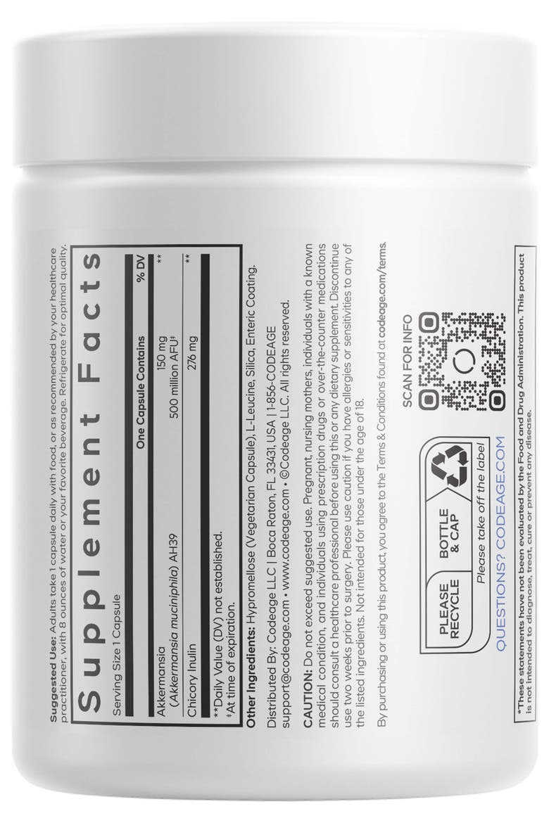Akkermansia Muciniphila 500M AFUs Probiotic Supplement, Alternate, color, White