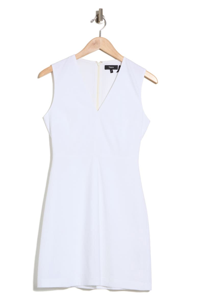 Linen Blend Fit & Flare Dress, Alternate, color, WHITE