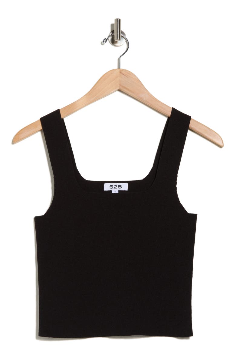 Eva Square Neck Crop Rib Tank, Alternate, color, BLACK