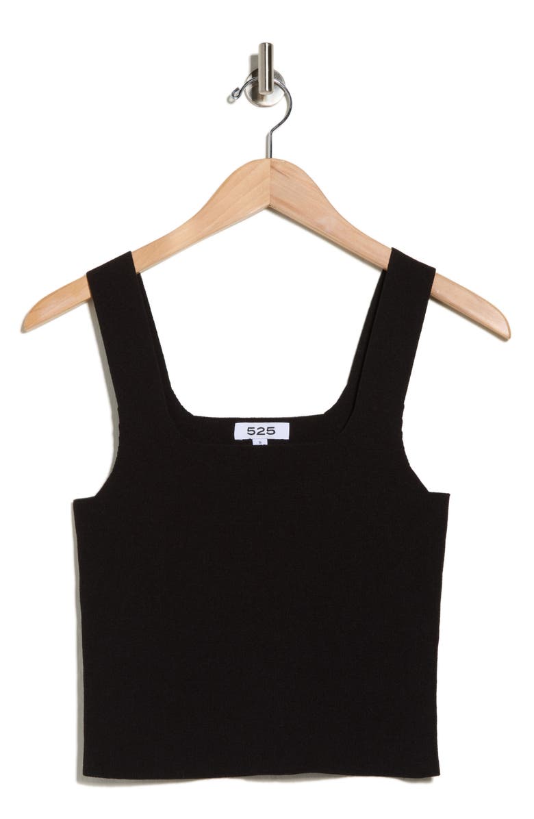 525 Eva Square Neck Crop Rib Tank, Alternate, color, Black