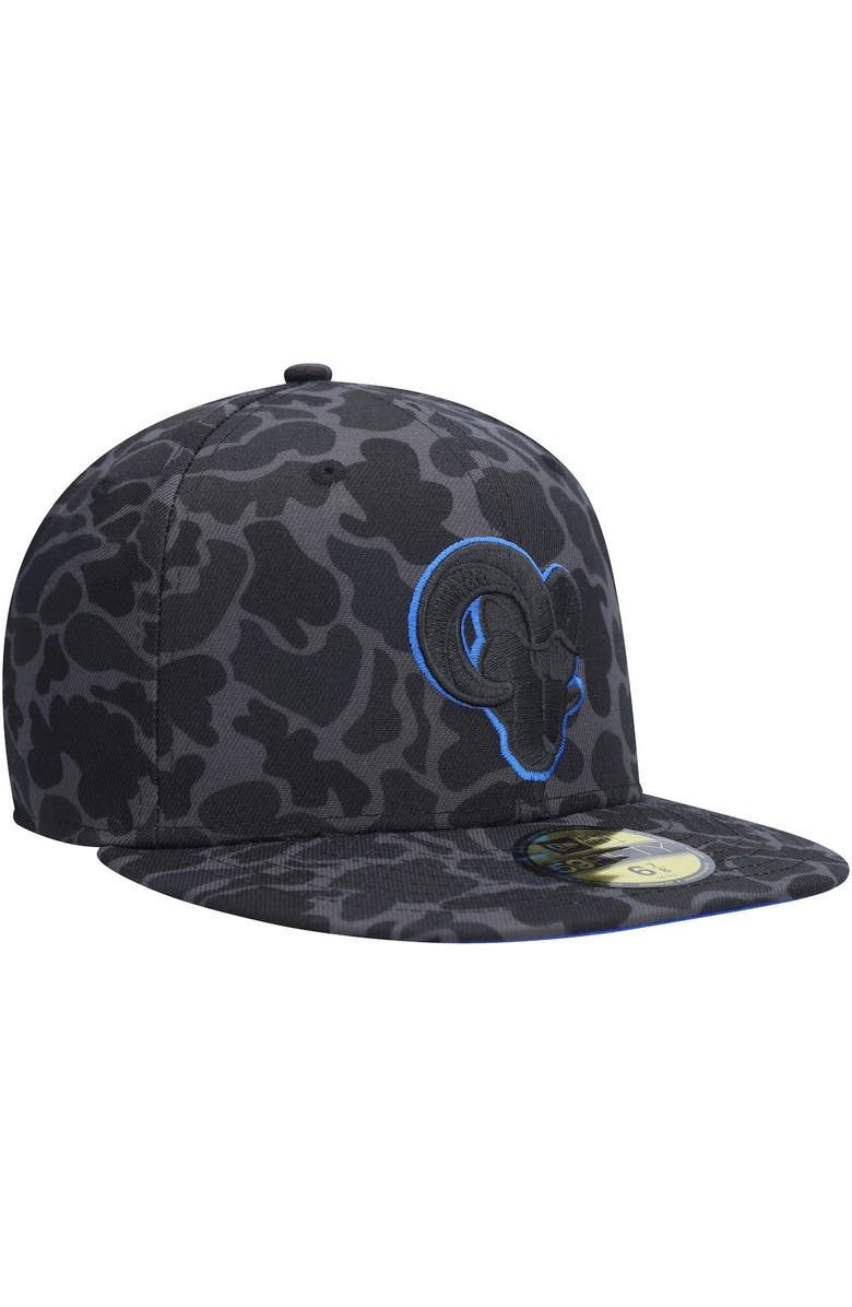New Era Men's New Era Black Los Angeles Rams Amoeba Camo 59FIFTY Fitted Hat, Alternate, color, Black