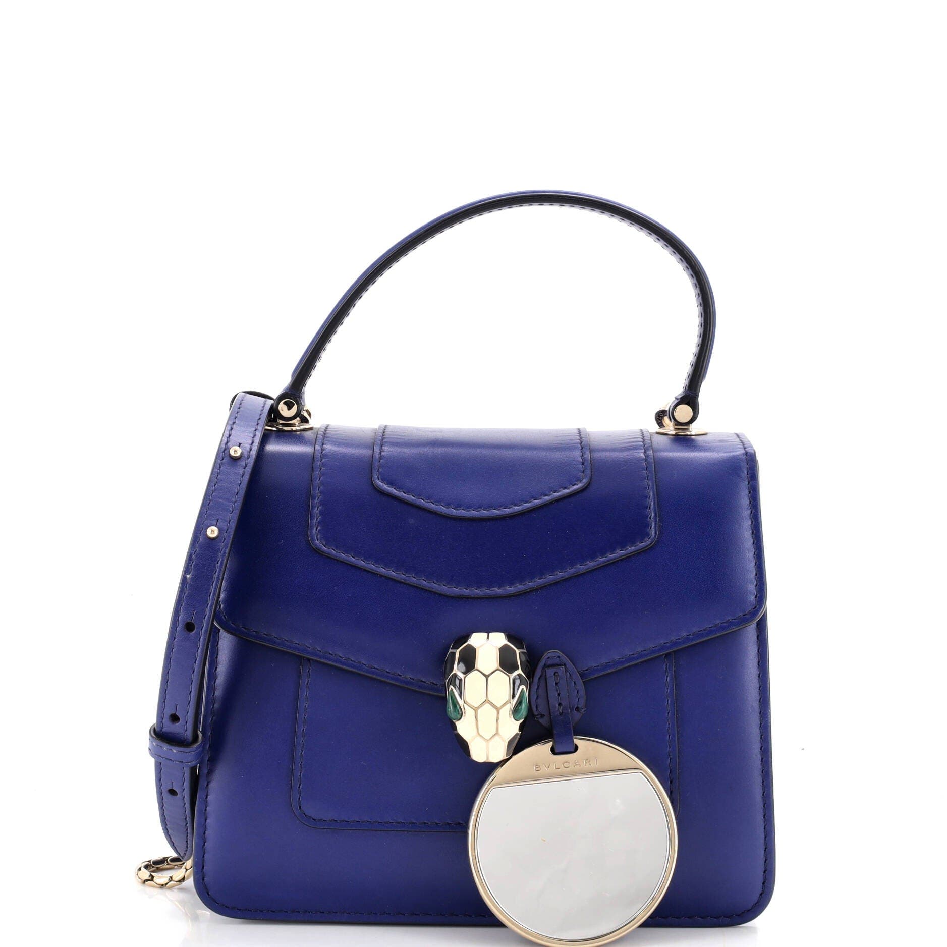 Serpenti Forever Top Handle Bag Leather Small, Alternate, color, Blue