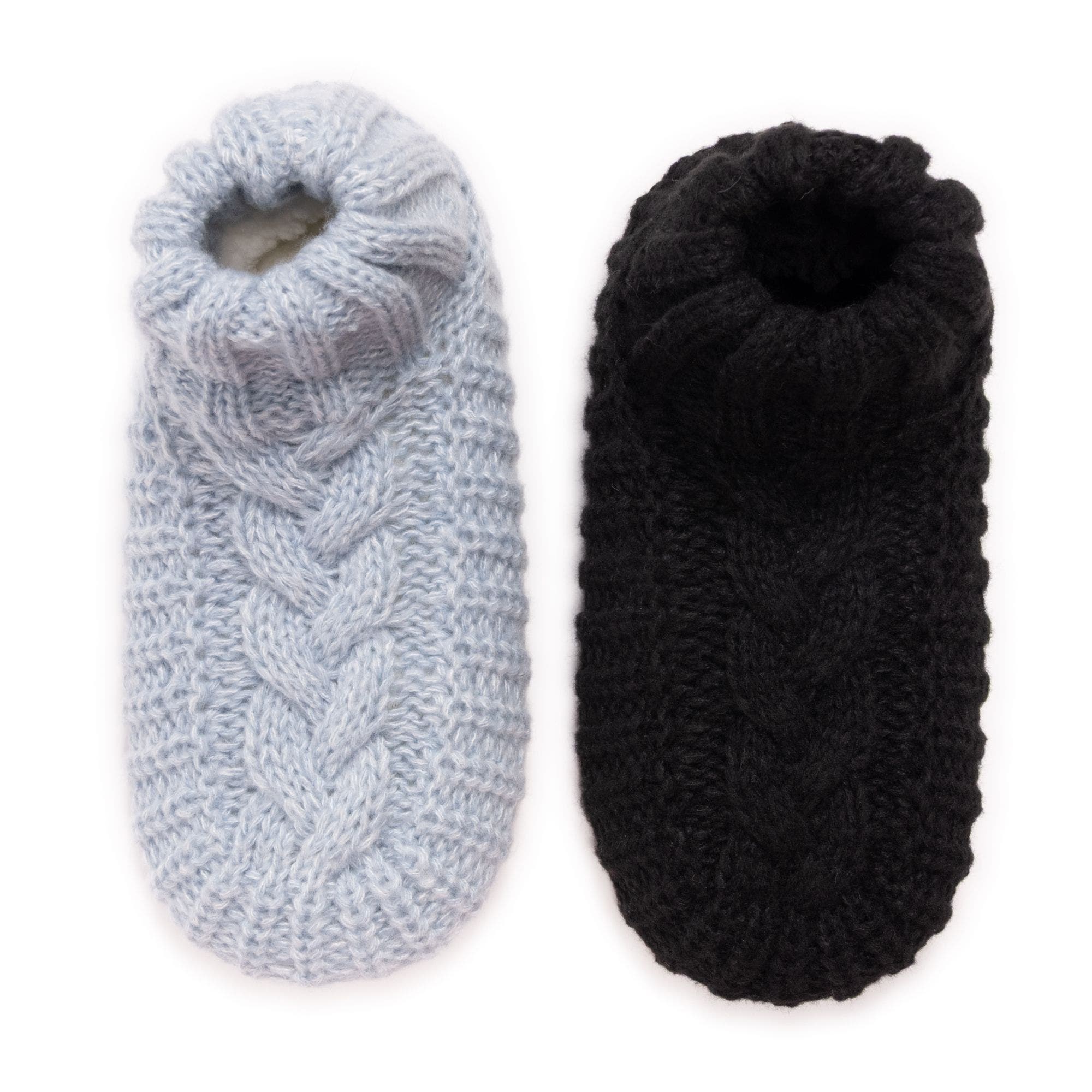 2 Pair Pack Cuffed Sweater Knit Ballerinas, Alternate, color, Black/Light Blue