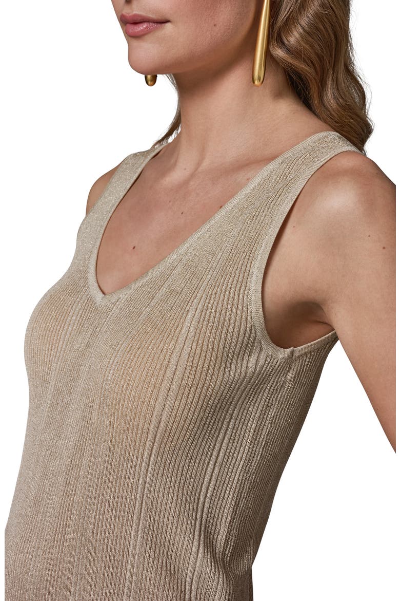 Metallic V-Neck Rib Sweater Tank, Alternate, color, LIGHT GOLD