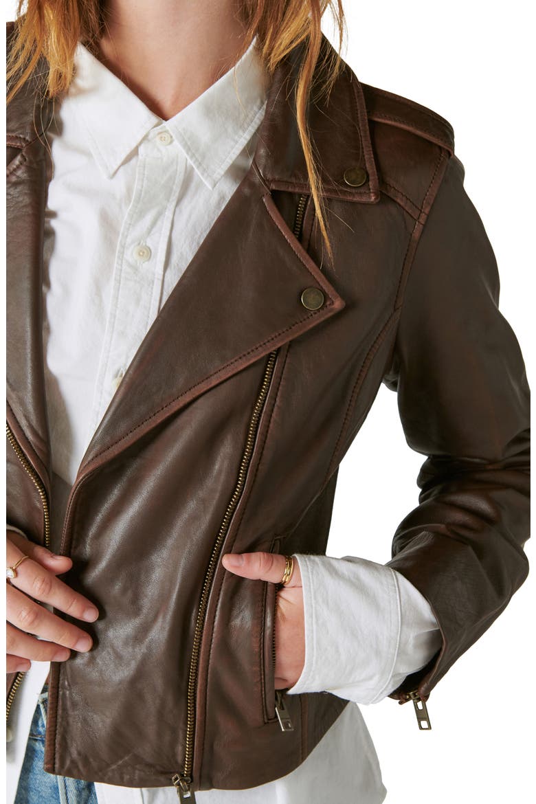 Leather Moto Jacket, Alternate, color, CHESTNUT
