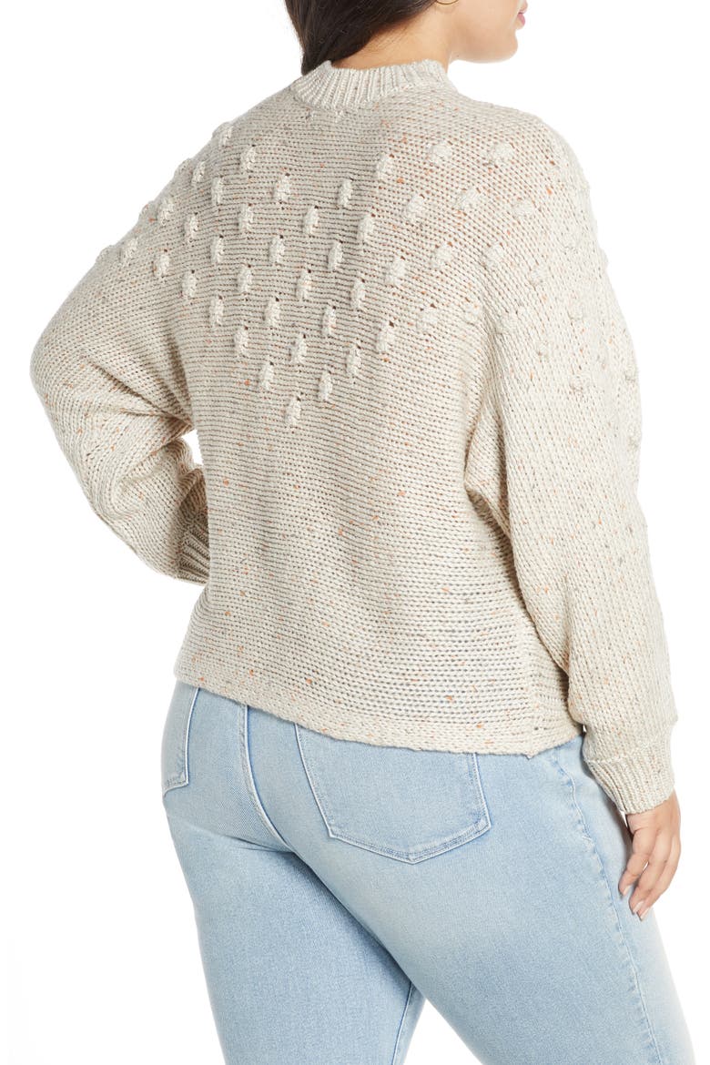 Bobble Stitch Mock Neck Sweater, Alternate, color, BEIGE OATMEAL NEP
