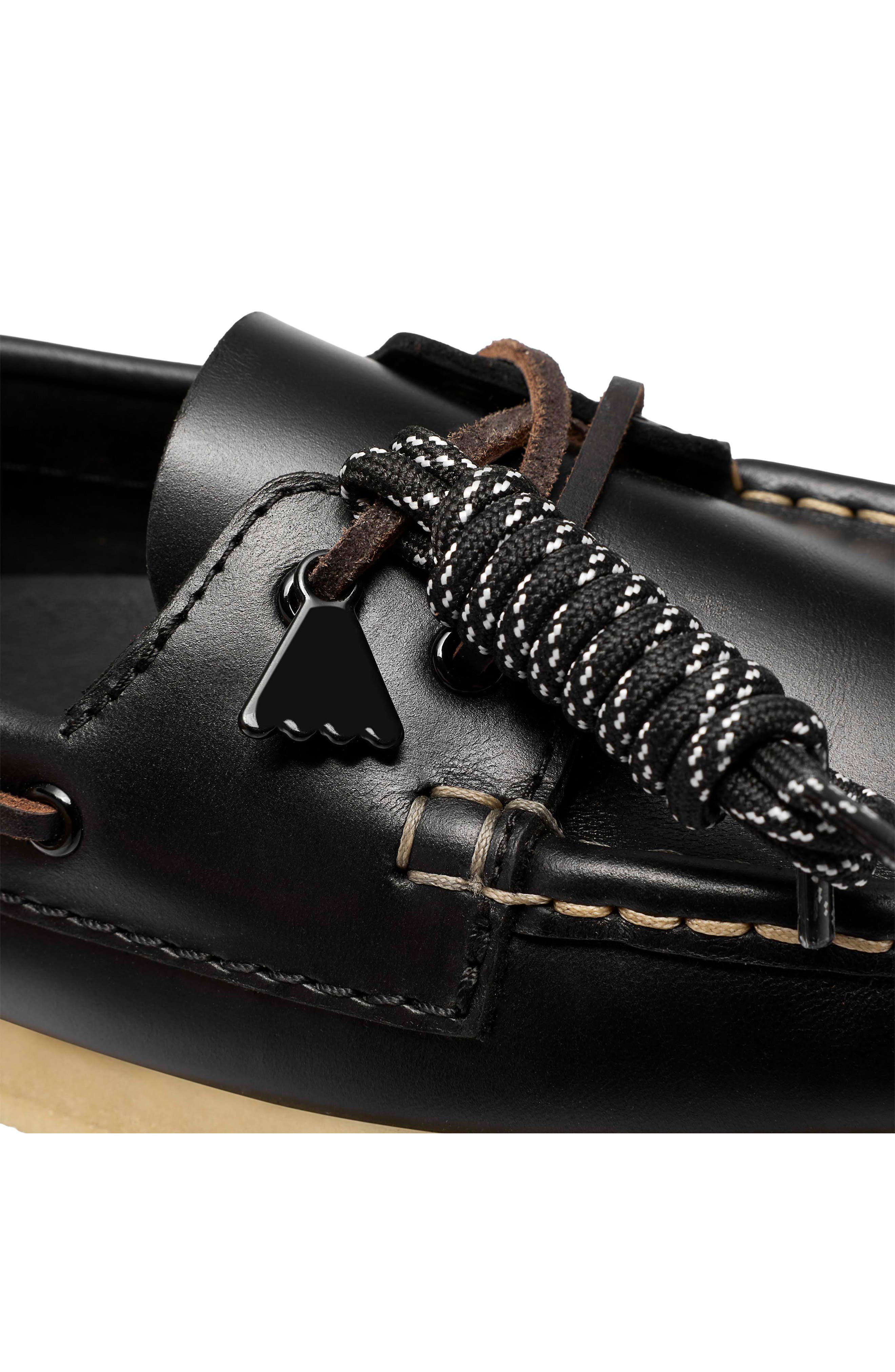 Godney Leather Boat Shoe, Alternate, color, BLACK LEAT
