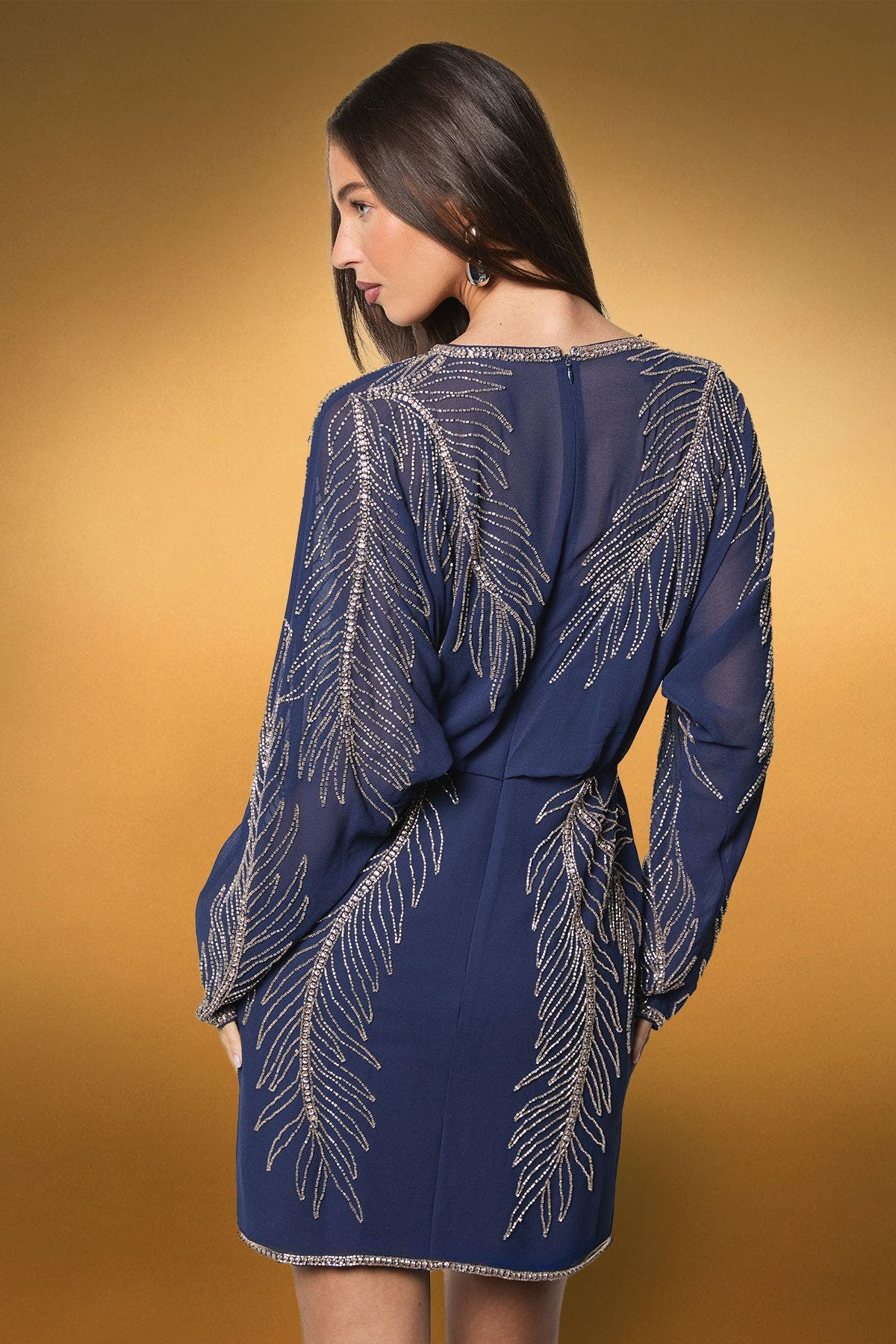Feather Embellished Mini Dress - image 2
