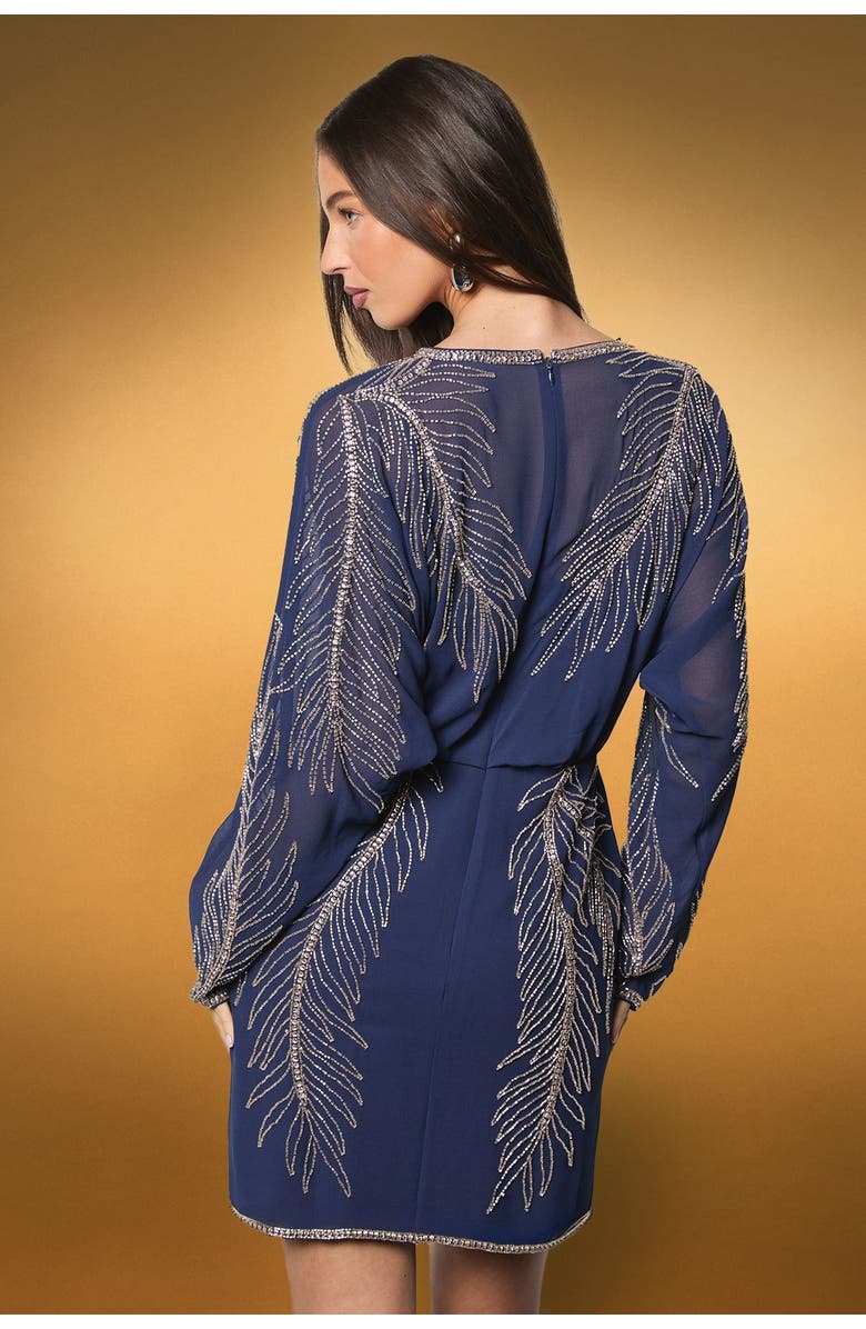 Coast Feather Embellished Mini Dress, Alternate, color, Navy