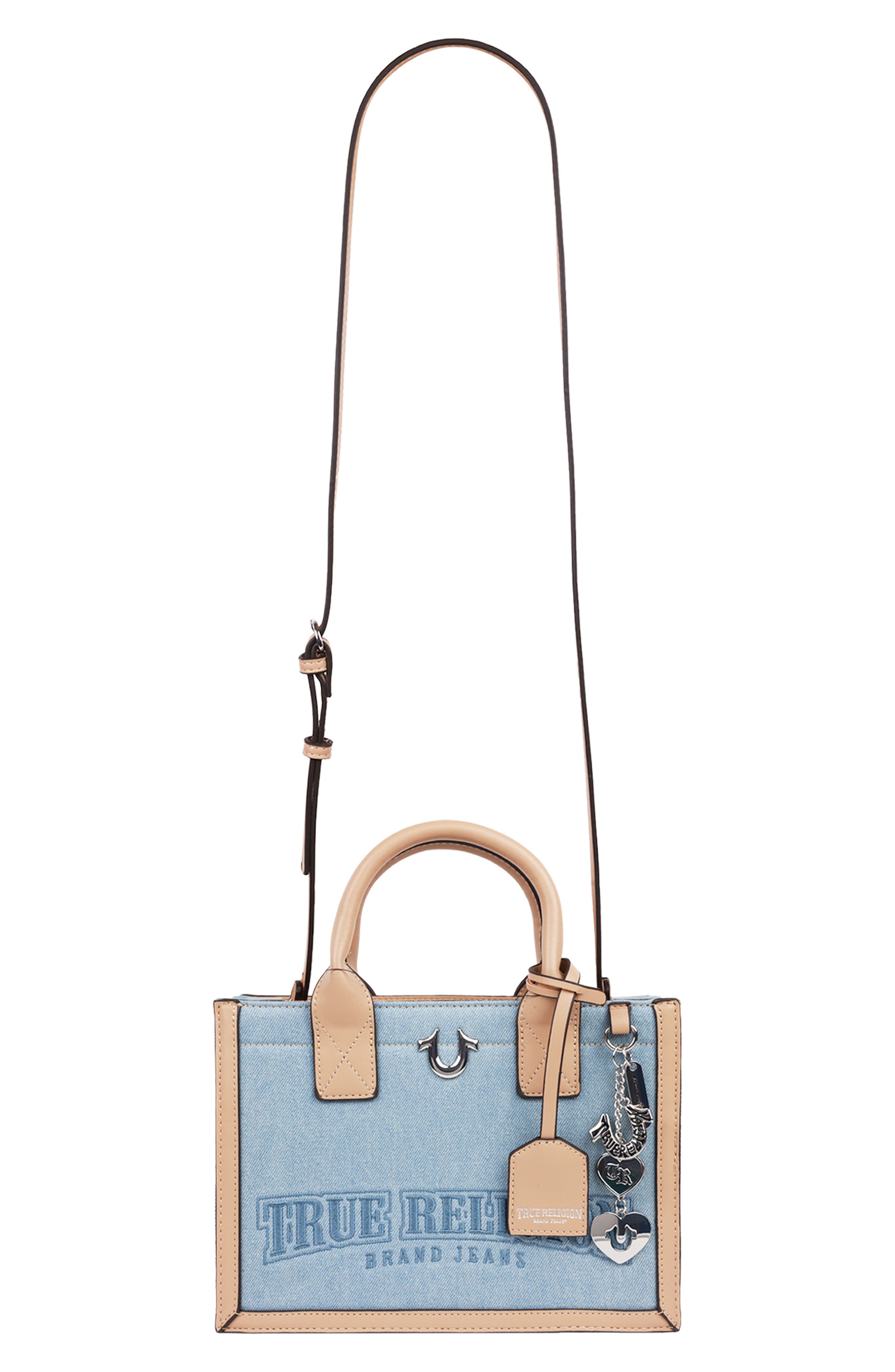 True Religion Bombe Denim Tote Bag, Alternate, color, Denim