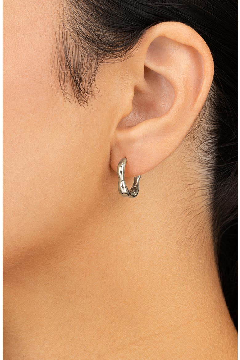 Aileen Molten Micro Hoop Earrings, Alternate, color, SILVER