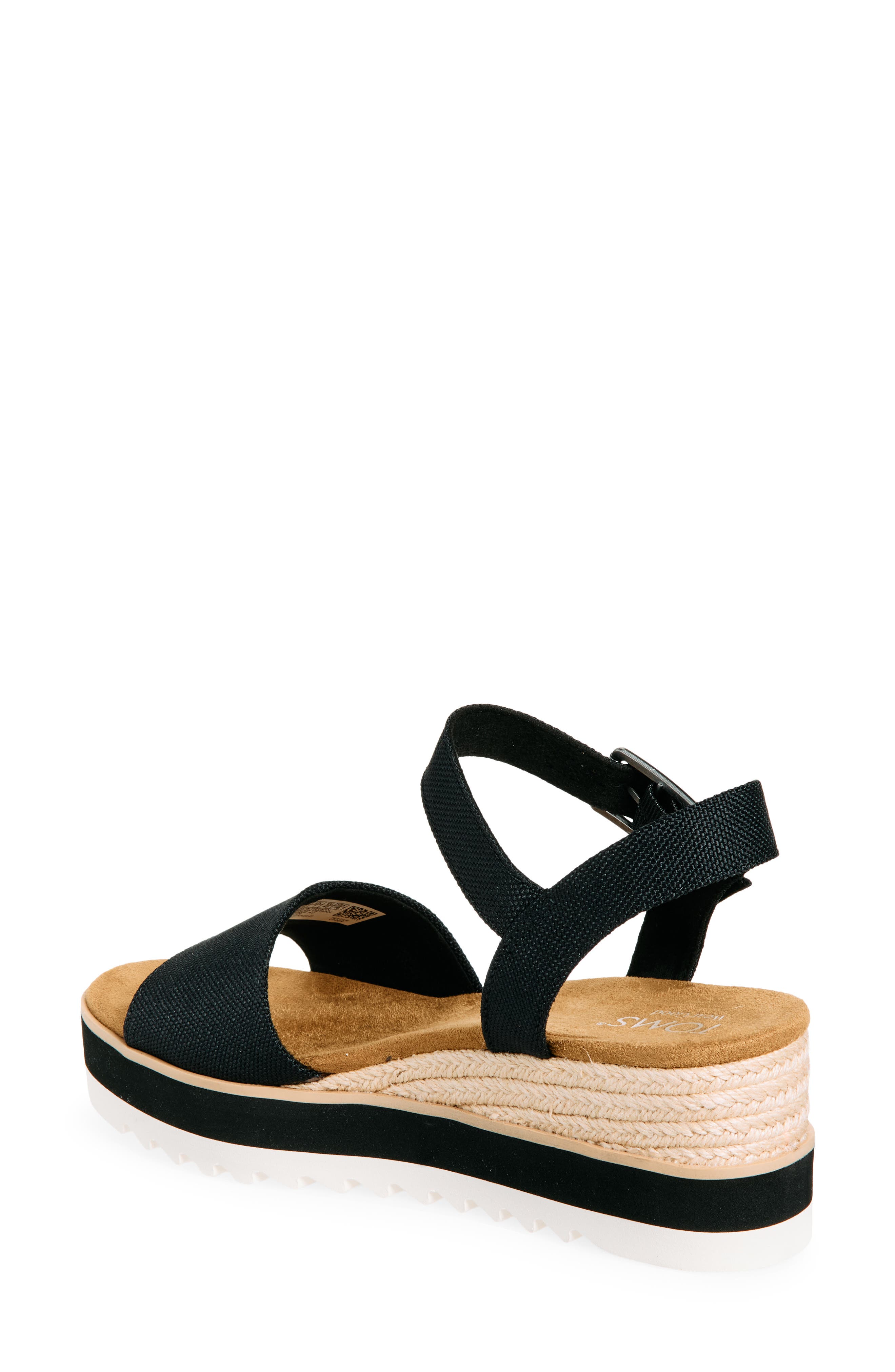 TOMS Diana Platform Wedge Sandal, Alternate, color, Black Canvas