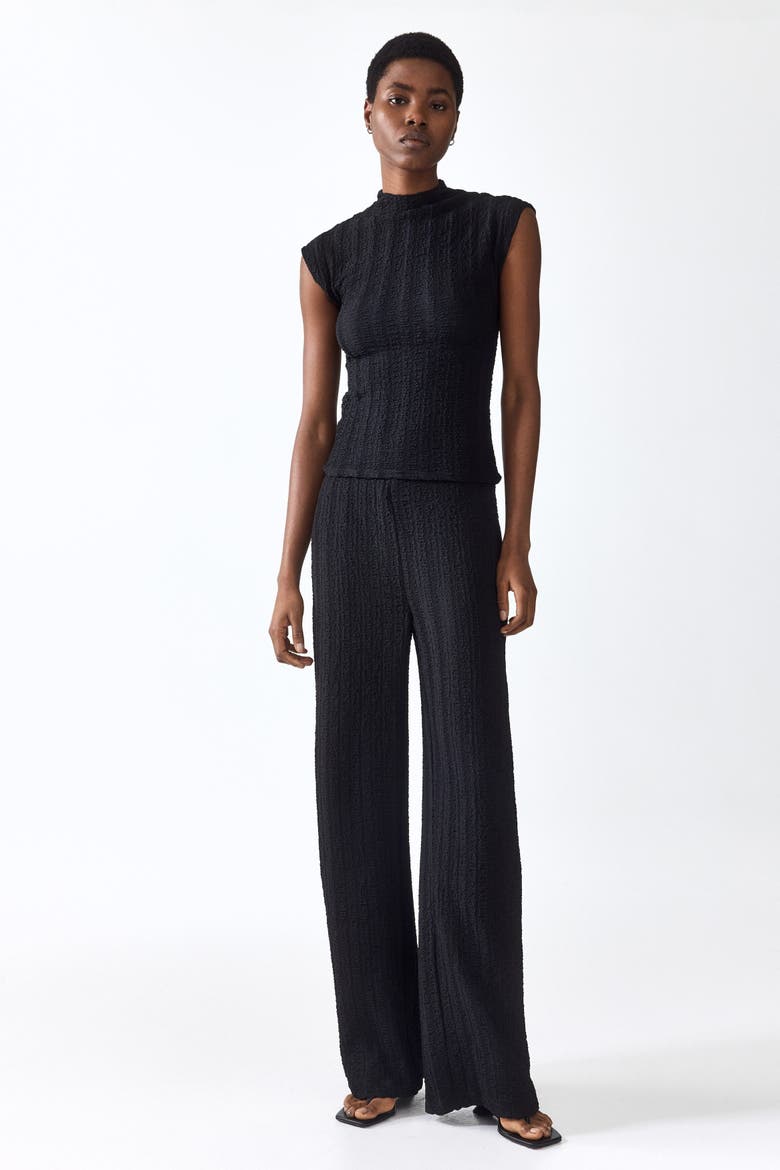 Textured Jersey Pants, Alternate, color, Black