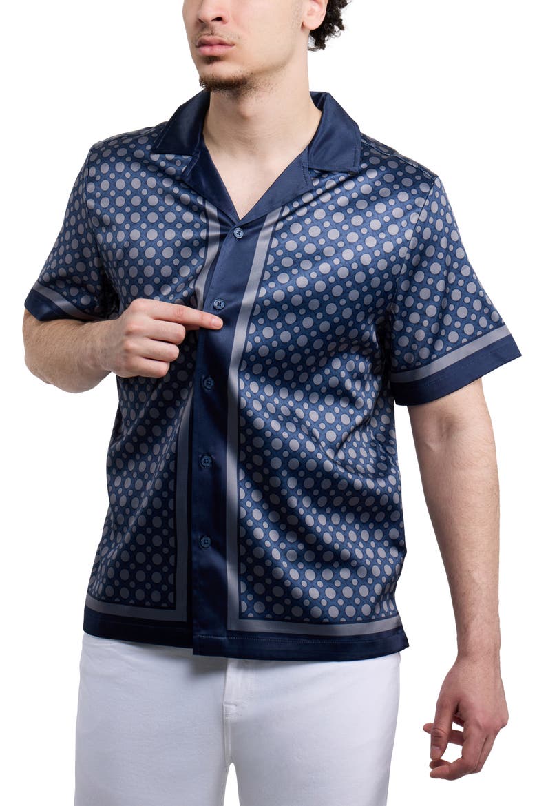 Circle Printed Camp Shirt, Alternate, color, NAVY