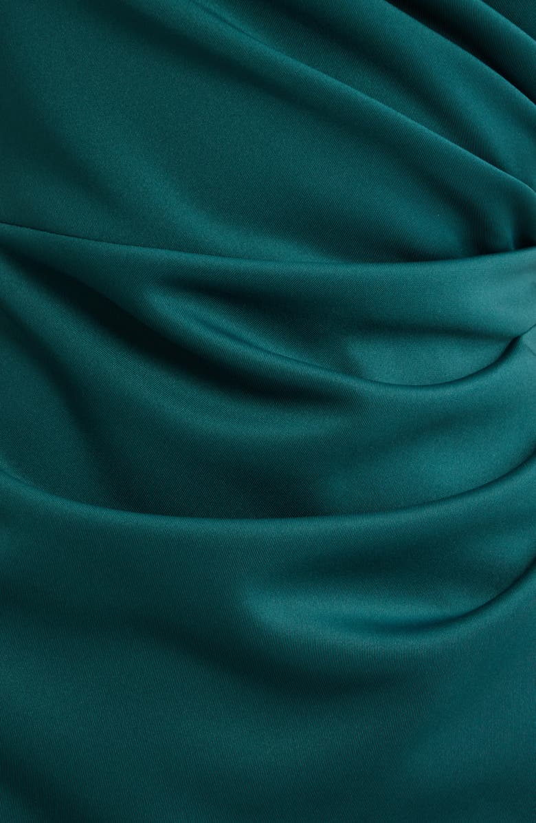 Eliza J Ruched One-Shoulder Satin Cocktail Dress, Alternate, color,