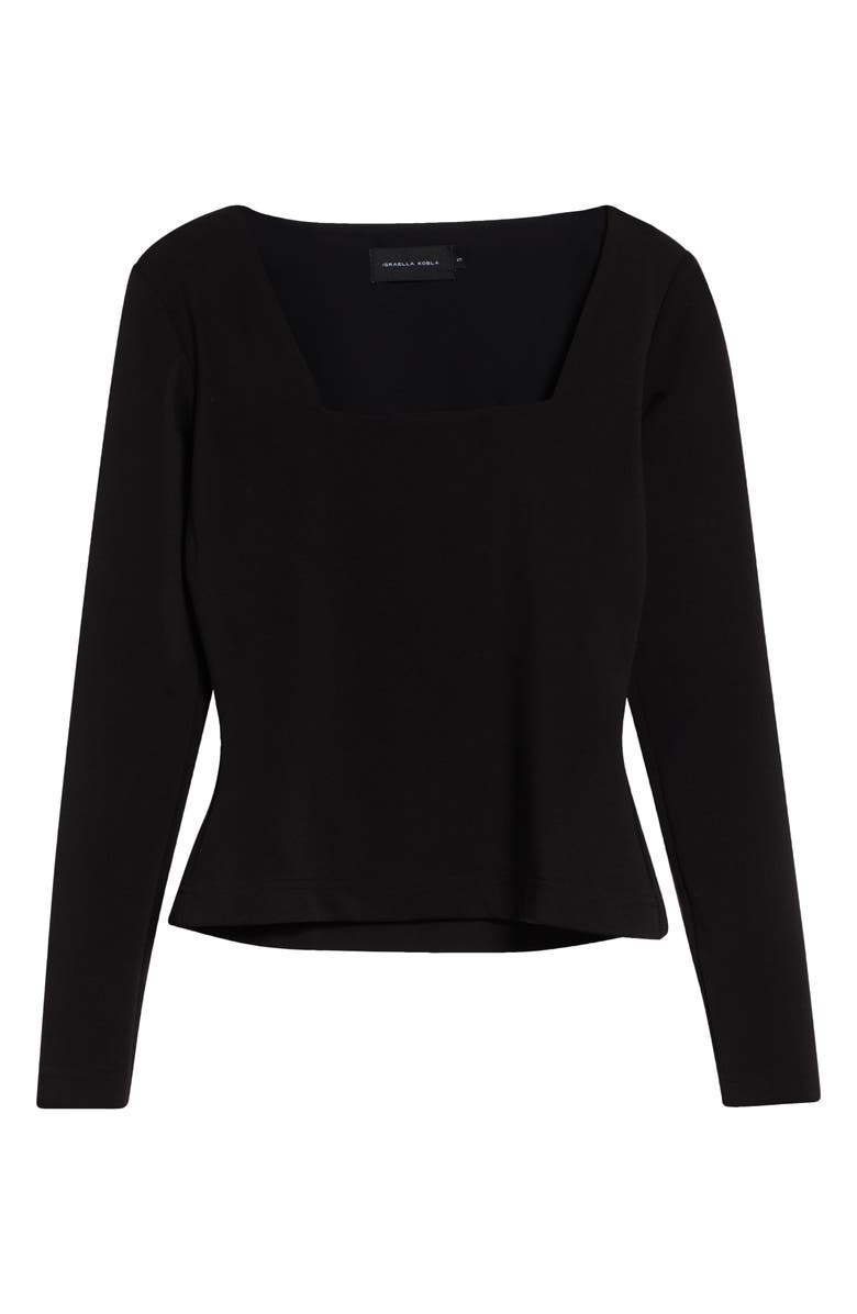 ISRAELLA KOBLA Val Asymmetric Strap Square Neck Top, Alternate, color, Black