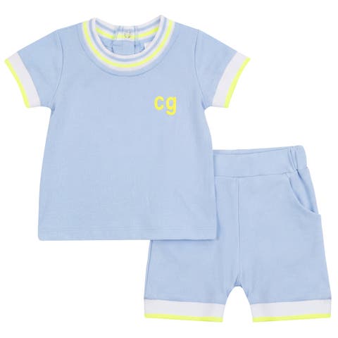 Contrast Trim 2-Piece Infant Set - Pique Cotton-Blend