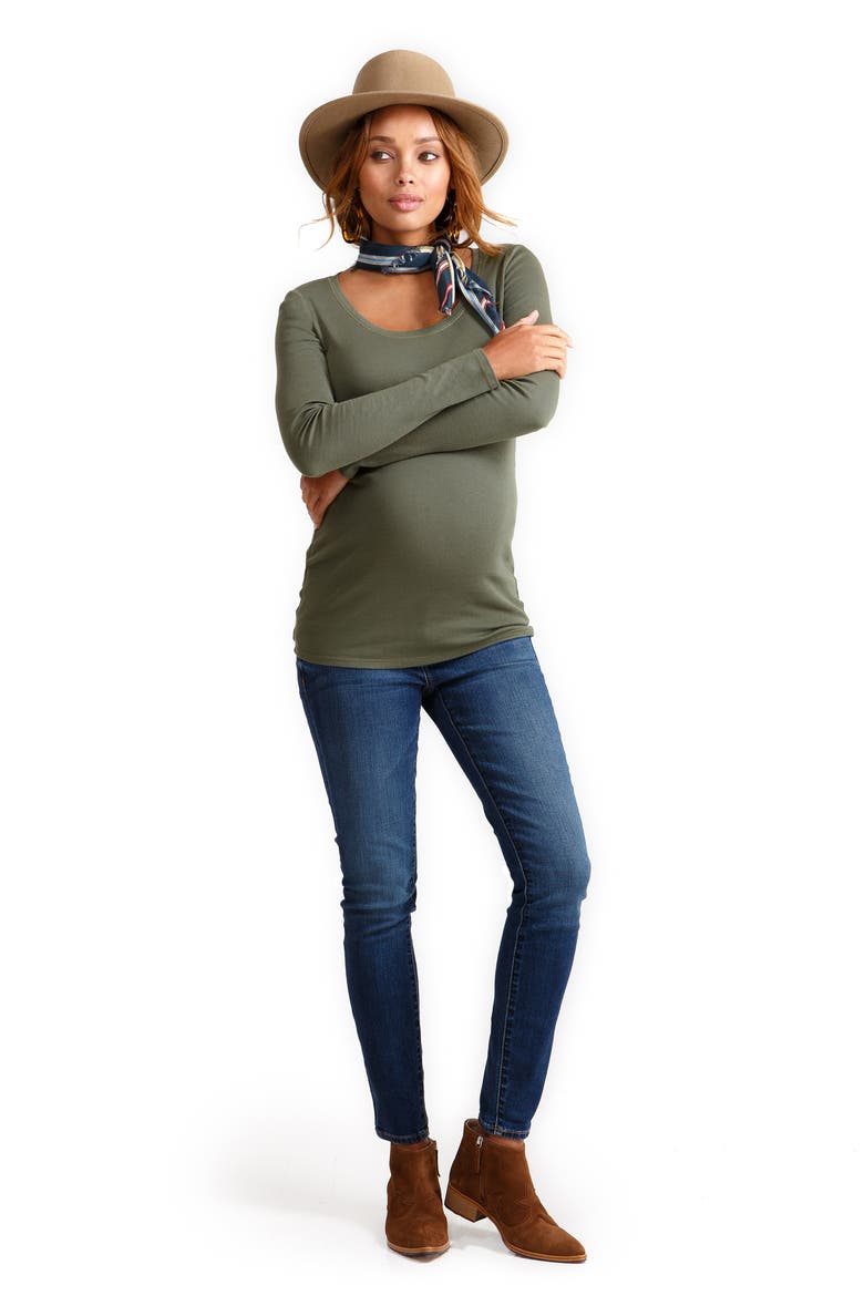Ingrid & Isabel® Scoop Neck Maternity Tee, Alternate, color, OLIVE