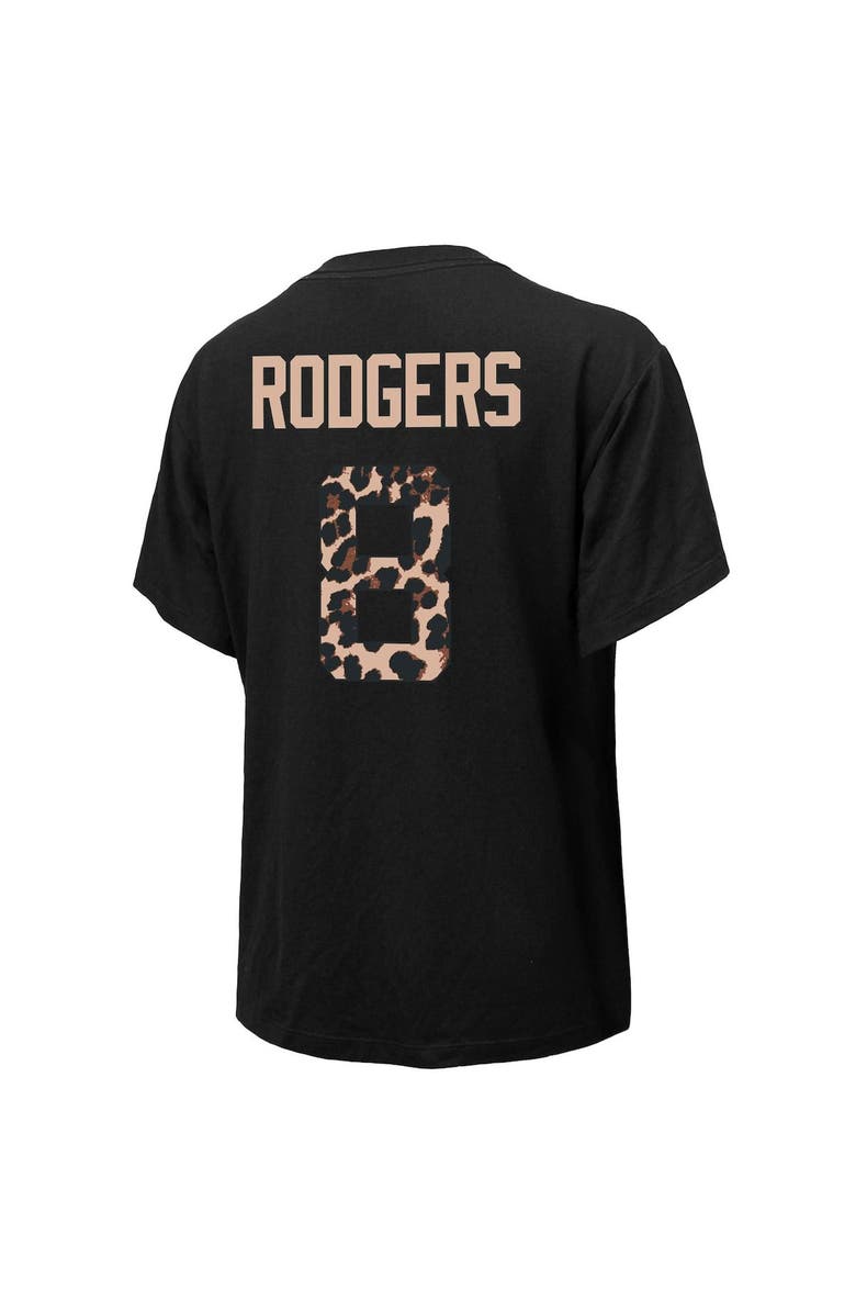 Majestic Threads Women's Majestic Threads Aaron Rodgers Black New York Jets Leopard Player Name & Number T-Shirt, Alternate, color, 