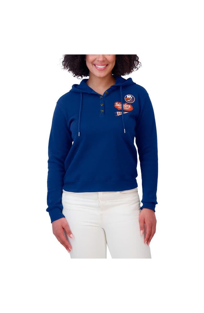 WEAR by Erin Andrews Women's WEAR by Erin Andrews Royal New York Islanders Waffle-Knit Pullover Hoodie, Alternate, color, Royal